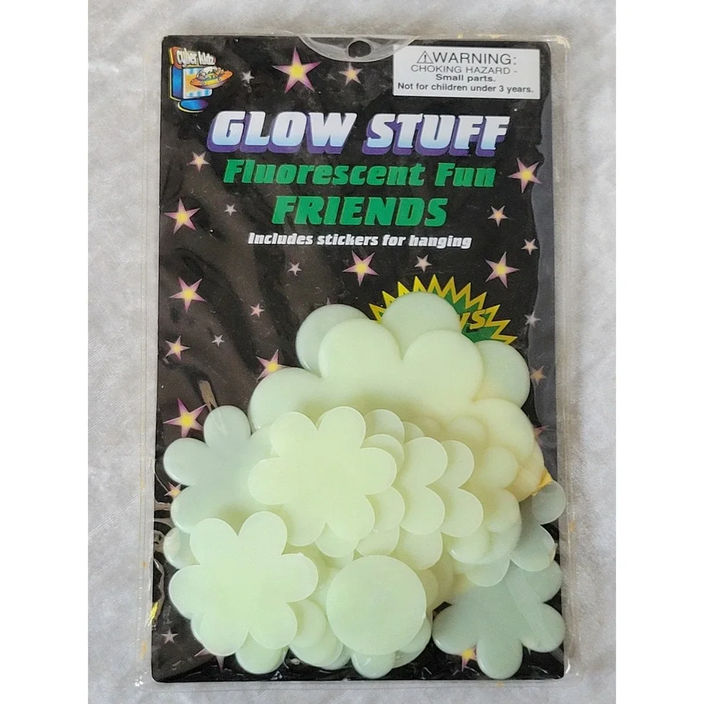 Vtg Y2K Glow In The Dark Flowers & Hearts For Wall/Ceiling Cyberkidz 3 Pack